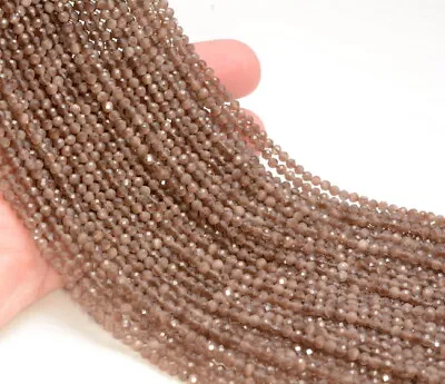 3MM Cat Eye Gemstone Smoky Brown Micro Faceted Round AAA Beads(80007192-A247) • $4.99