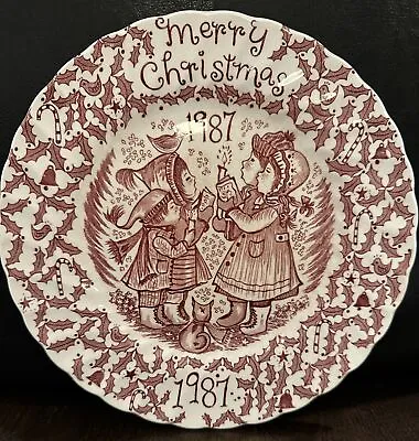 Myott Meakin Staffordshire Merry Christmas 1987 Porcelain Plate Red • $12