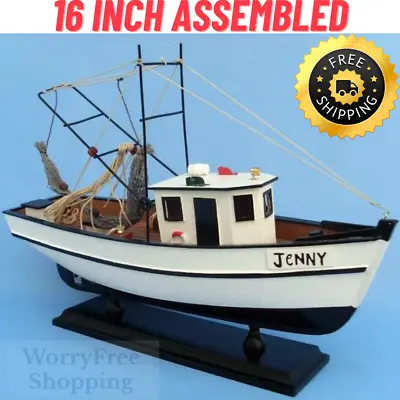 16  FISHING BOAT MODEL Forrest Gump Jenny Wooden Replica Shrimp Ship Assembled • $149.95