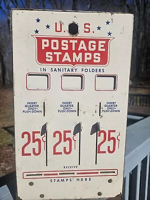 Vintage Metal US Mail Postage Stamp Vending Machine Dispenser 3 25 Cent Slots • $84.99