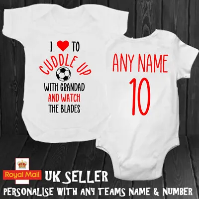  I Love To Cuddle  Football Personalised Bodysuit Mummy Daddy Grandad Gift • £9.99