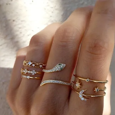 Boho Above Knuckle Rings Midi Finger Rings Set Cubic Zirconia Jewellery Gifts • £1.99