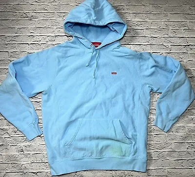 Unisex Supreme Small Box Logo Small Blue Hoodie Sweatshirt L *FLAW • $46.80