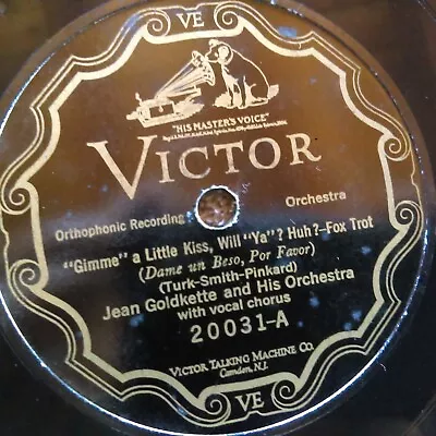 78 Rpm Victor 20031 Jean Goldkette Lonesome And Sorry Gimme A Kiss Jazz E • $24.99