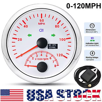 $56.63 • Buy 85mm Digital GPS Speedometer Gauge 120MPH W/Tachometer 0-8000RPM For Car Boat US