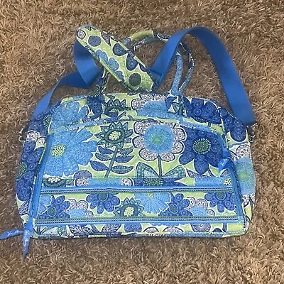 Vera Bradley Laptop Large Metropolitan Travel Bag Doodle Daisy Print Blue Green • $25