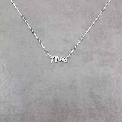 Mrs Cursive Font SILVER Plated Necklace Jewelry Just Married Writing Love Family • $15.37