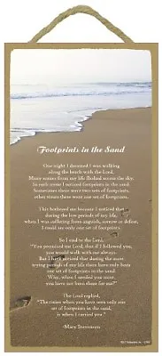 Footprints In The Sand Poem Inspirational Positive NEW Wood Sign 10  X 5  647 • $12.99