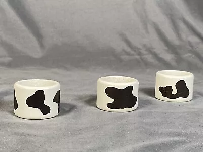 Set Of 3 Napkin Rings Wooden Hand Painted Cow Print • £7.71