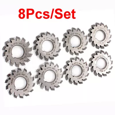 8 Pcs/Set Involute Gear Cutter DP8 DP10 DP16 DP20 DP22 PA14-1/2 HSS 8H Set No1-8 • £66.95