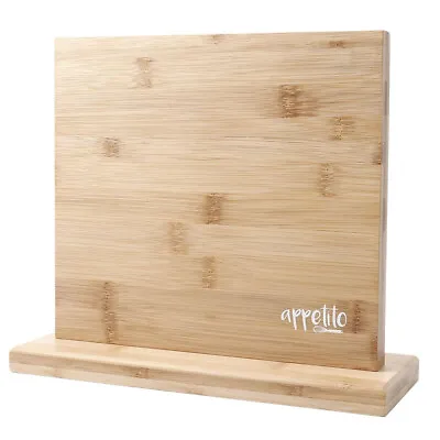 Appetito Double Sided Magnetic 12 Knife Storage Block/Holder/Rack Bamboo Wood • $55.80