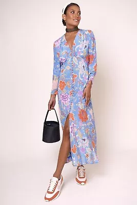 BNWT Rixo Blue Floral Peony Maxi Dress  Size 10 • £155