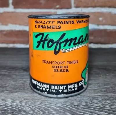 Vtg Hofmann Paint Mfg. Co Black Transport Finish Paint Can Austin Texas 1 Qt • $24.99