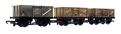 Hornby/triang 00 Gauge - Rake Of 3 Br Grey 16t Mineral Wagons - Unboxed • £14.95