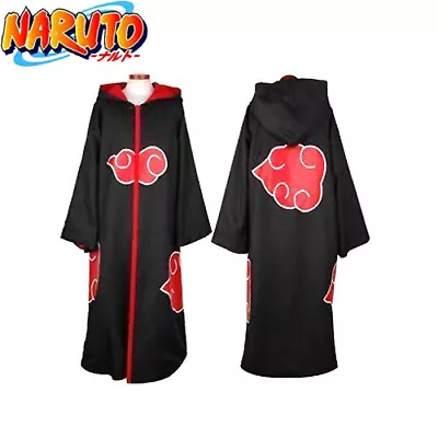 Anime Naruto Cosplay Costume Akatsuki Ninja Uniform Cloak Hoodie Halloween Coat • £11.99