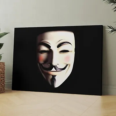 Guy Fawkes Mask V For Vendetta Canvas Wall Art Print • $159