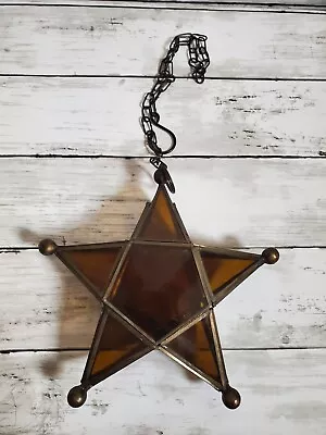 Hanging Glass Metal Star Candle Holder Tealight Lantern • $15