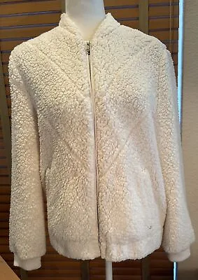 UGG Australia Ivory Soft Sherpa Full Zip Bomber Jacket Size S.            P18019 • $49.99