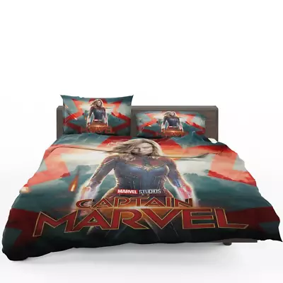 Captain Marvel Brie Larson Marvel Cinematic Universe Quilt Duvet Cover Set • £32.39