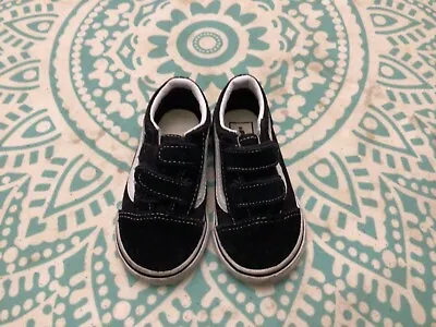 Vans Toddler Baby Unisex BLACK/WHITE Trainers UK6 • £10