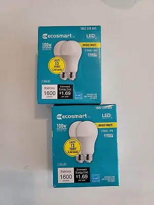 Ecosmart 100 Watt Equivalent Dimmable LED Bulb Bright White Lot Of 2 • $7.54