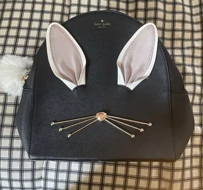 Kate Spade New York Hop To It Rabbit Sammi Black Leather Backpack Bag • $60