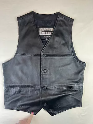 Wilsons Leather Vest Mens Medium Black Pelle Studio Biker Motorcycle Western • $43