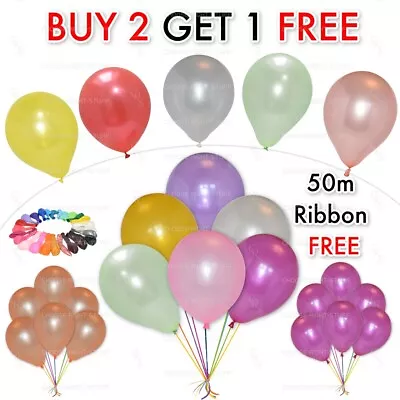 100 Helium Balloons Pearlised Latex 10  Wedding Christening Birthday Decoration • $3.67