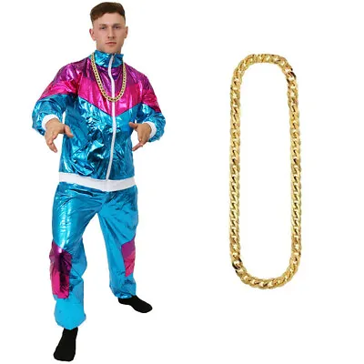 Shell Suit Costume 80's Chav Chain Scouse 1980's Track Suit Stag Do Fancy Dress  • £22.99