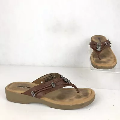 Minnetonka Women's Size 9 Brown Leather Open Toe Slip On Thong Sandals • $22.71