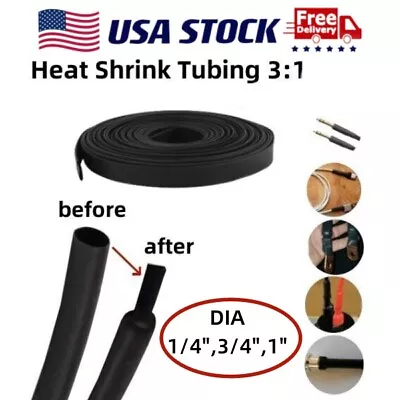 3:1 Heat Shrink Tubing Waterproof Marine Grade Wire Adhesive Glue Lined Black • $7.64