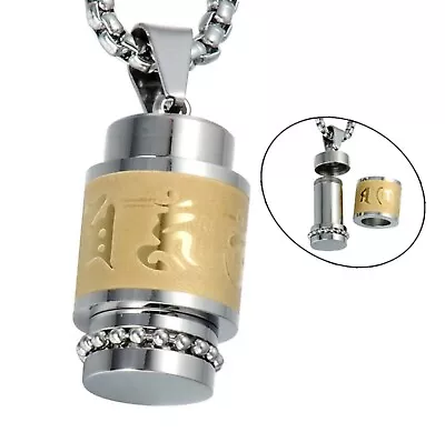 £7.95 • Buy Om Mantra Necklace Pendant Stash Hidden Vial Tube Protection Memorial Buddhist 