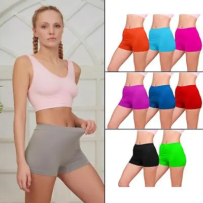 Ladies Plain Underwear High Waist Seamless Stretch Boxer Shorts Hot Pants Lot • £3.99