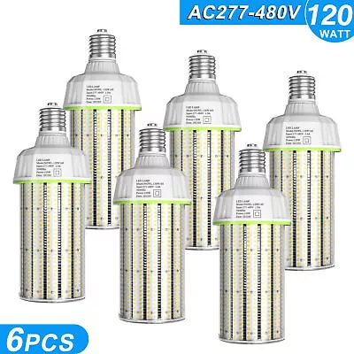 6PACK 120W LED Corn Light Bulb Warehouse Garage High Bay Lighting E39 AC277-480V • $478.69