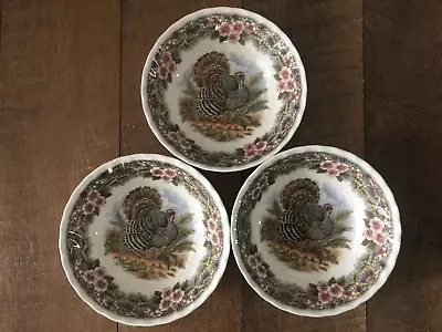 Queen's China Thanksgiving Turkey Salad Cereal Bowl Lot 3 Myott Archive NICE! • $44.99