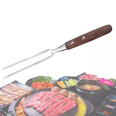 Vintage Meat Carving Fork Stainless Steel Wood Handle • $14.07