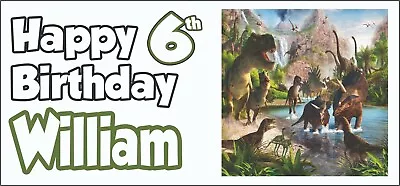 £6.95 • Buy Dinosaur 6th Birthday Banner X 2 Party Decorations Boys Son Girls Kids ANY NAME