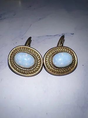 Vintage Yellow Gold Filled Oval Rope Trimmed Opal Cufflinks • $79