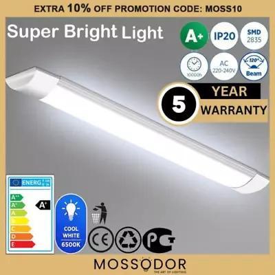 5FT LED Strip Lights Batten Tube Light Office Shop Garage Ceiling Lamp Daylights • £15.89