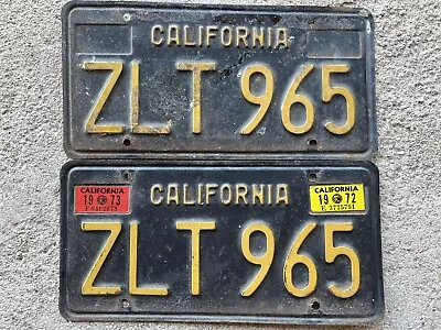 Vintage California Black License Plates Match PAIR - ZLT965 - Last Tag 73  • $59.99