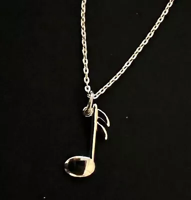 Sterling Musical Note Pendant Necklace 18” Sterling 925 Chain • $7.99