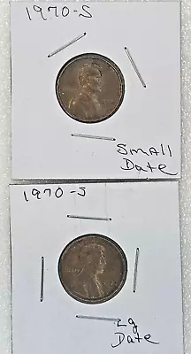 1970 S Lincoln Memorial Cents Large Date And Small Date Lot Of 2 Coins • $35