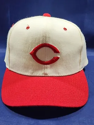 Vintage Cincinnati Reds New Era Hat White Plain Logo Pro Model Snapback Cap • $80.99