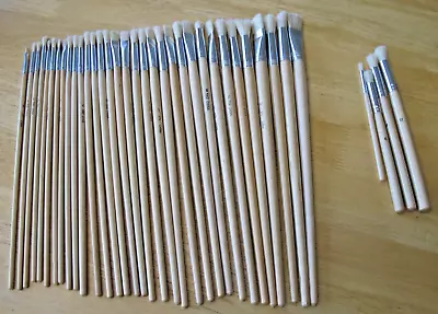 Bulk Lot Of 37 Artist Paint Brushes Assorted Various Sizes Never Used. FREESHIP • $21