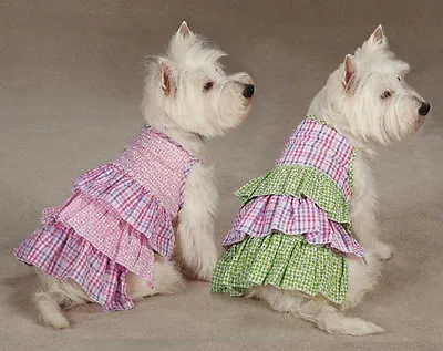 Summer Breeze Dog Dress Zack & Zoey Gingham Seersucker Dresses Pink Green • $10.50