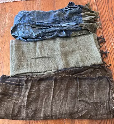 Eileen Fisher Scarves - Green/Aqua Blue/Black -Lot Of 3 • $40