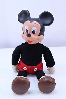 VTG Poseable Mickey Mouse Doll Plastic Cloth 19  Walt Disney Hasbro Hong Kong • $47.99