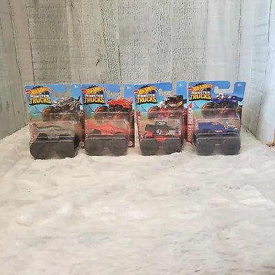 Mattel Hot Wheels Monster Trucks Set Of 4 1:64 Scale Cake Toppers Collectible  • $18.99