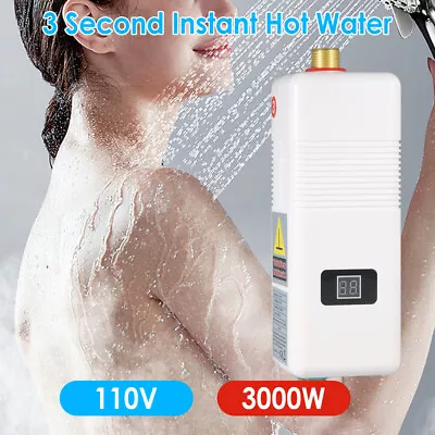 110v 3000w Tankless Electric Water Heater 3 Second Instant Hot Water Kitchen USA • $33.80