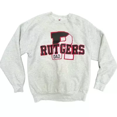 Vintage 90s University Rutgers  Dad  Crewneck Sweatshirt Sz L  • $31.96